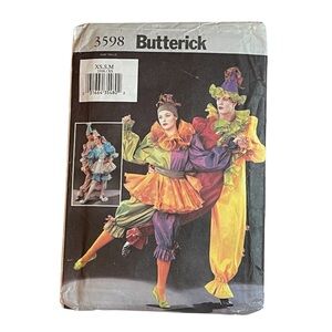 Butterick 3598 Sewing Pattern Cirque Pierrot Clown Costumes Size XS S M Vintage